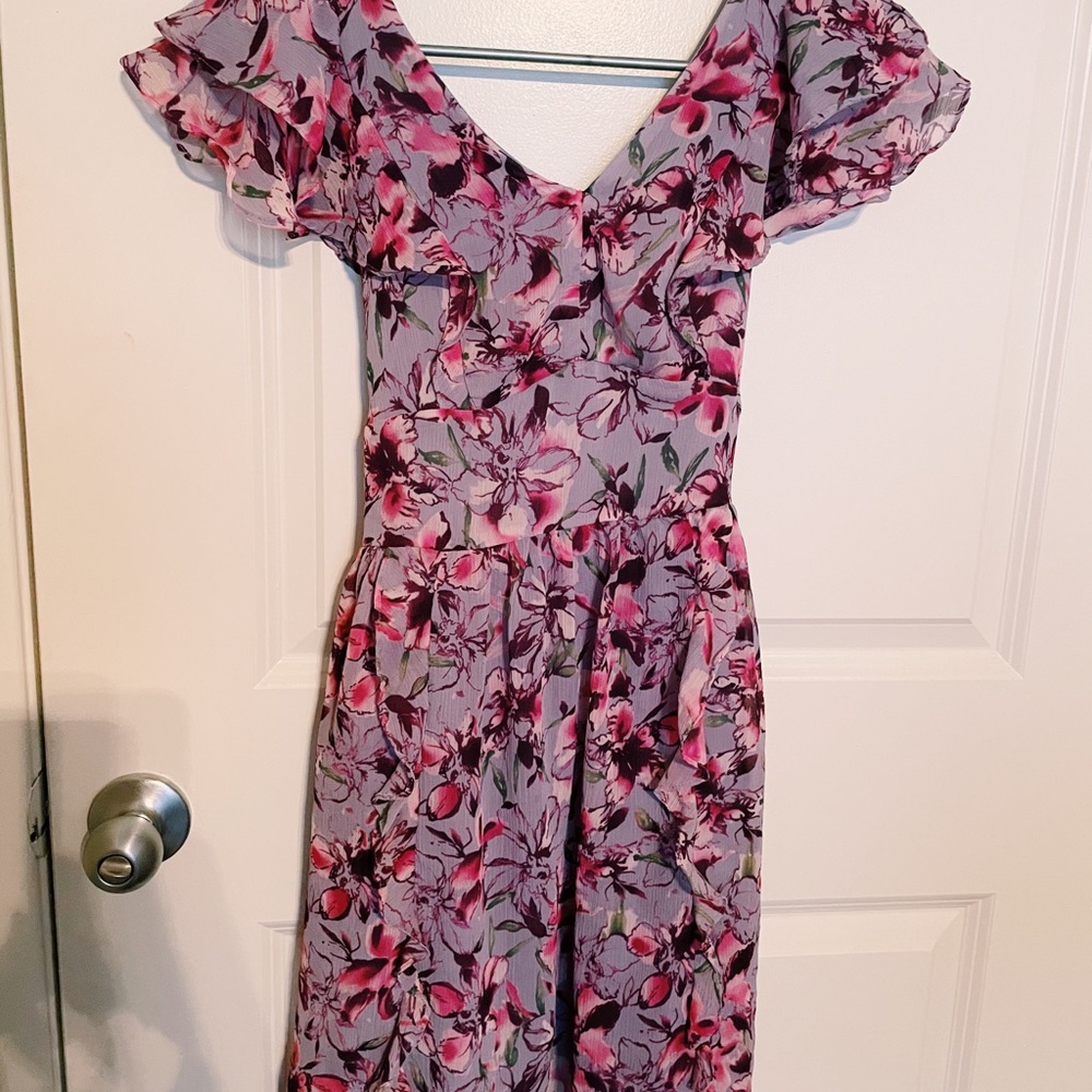 EXPRESS purple lilac floral A-line dress
